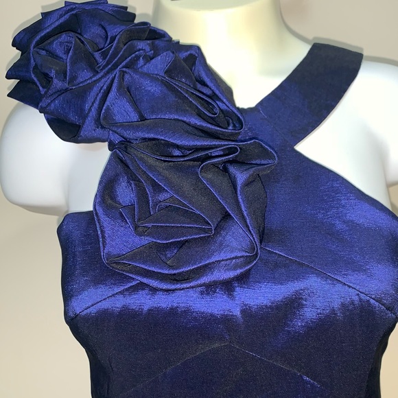 Ruffle Halter neck purple-blue mini dress - Picture 4 of 7